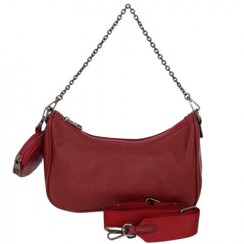 Women's leather bag 77280 RED
