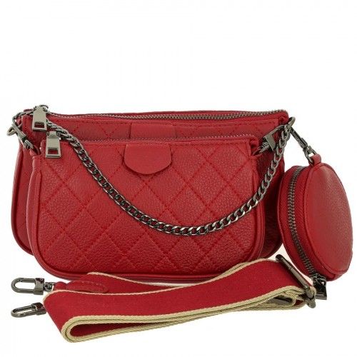 Women's leather bag 9096 RED