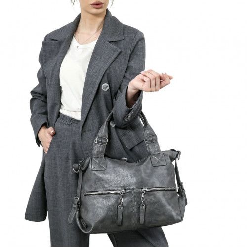 Women's leather bag 9348 GRAY