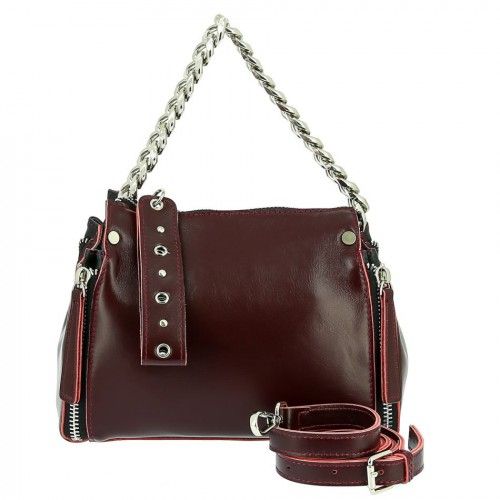 Women's leather bag 20553 WINE RED